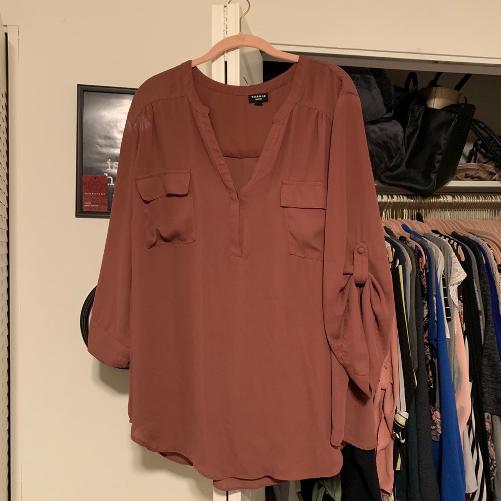HARPER- RUST GEORGETTE PULLOVER BLOUSE SIZE 4